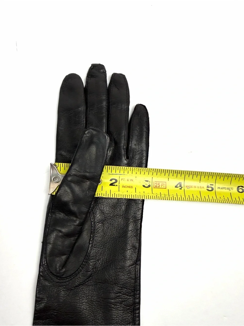 Vintage Black Long Leather Gloves Lined size 6 made in Italy